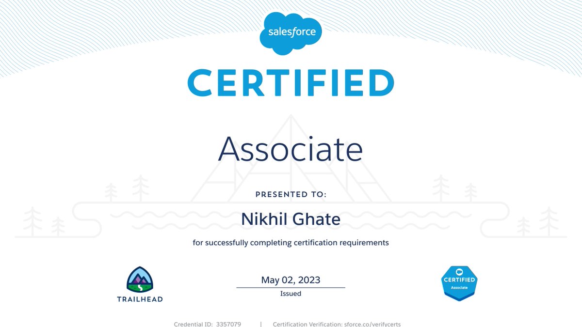 I'm thrilled to announce that I have completed the @salesforce Certified Associate Certification! 🎉🎉

#salesforce #salesforcecertified #salesforcecommunity #developer