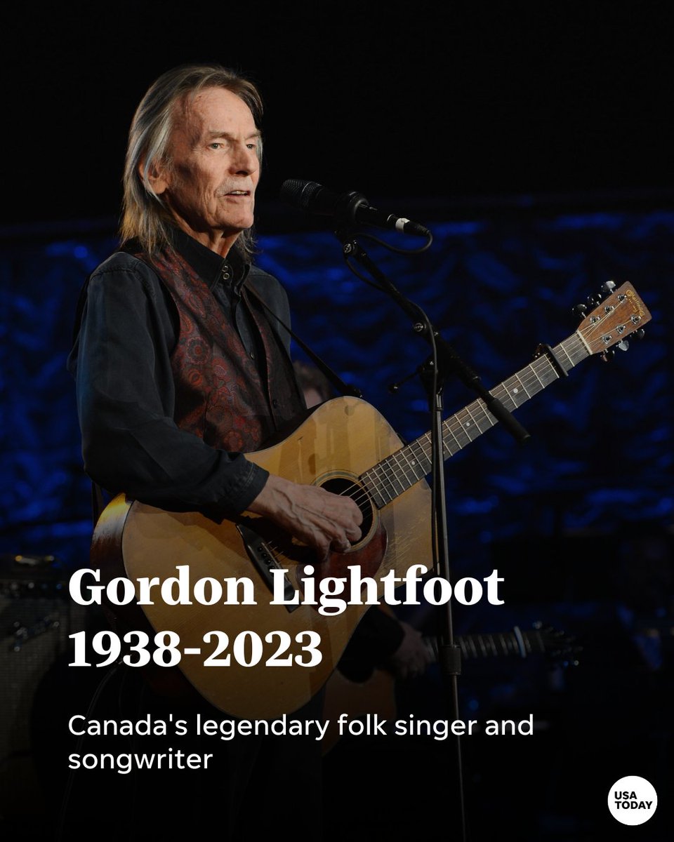 USATODAY's tweet photo. Gordon Lightfoot, Canada's legendary folk singer-songwriter whose hits including "Early Morning Rain" and "The Wreck of the Edmund Fitzgerald" died on Monday. He was 84. More here: https://t.co/Qg4mpNlIjB

📸: Larry Busacca, @GettyImages for the Songwriters Hall Of Fame https://t.co/ji7qglXW56