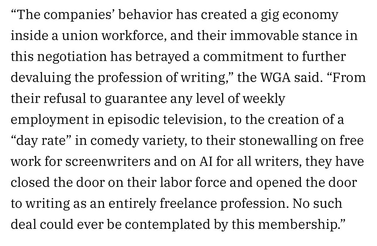 WGA STATEMENT