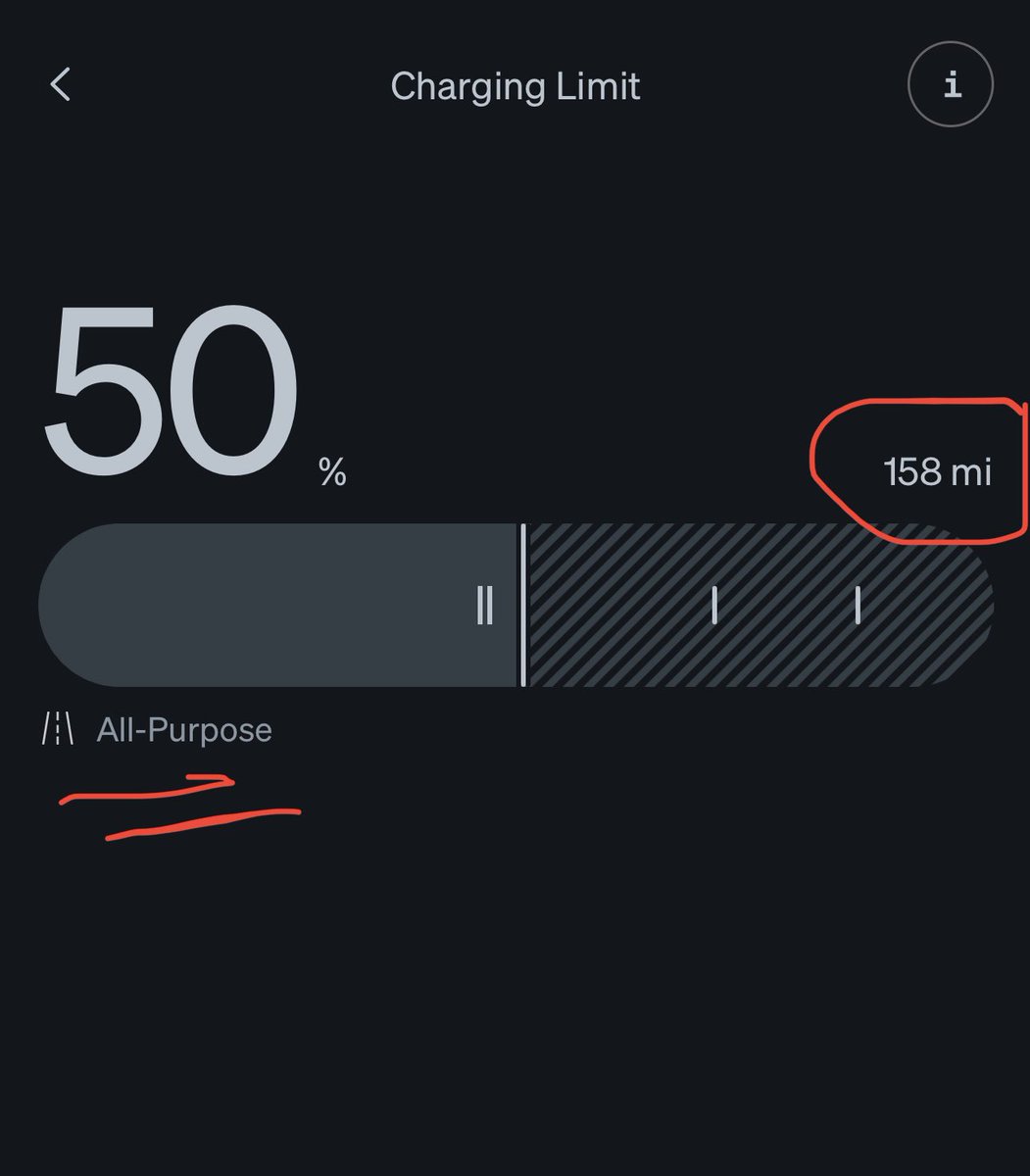 New Rivian update allows you to set single percent increments between 50% and 100% state of charge! And gives you the estimated range based on the driving mode. Love it <a href="/Rivian/">Rivian</a> ❤️