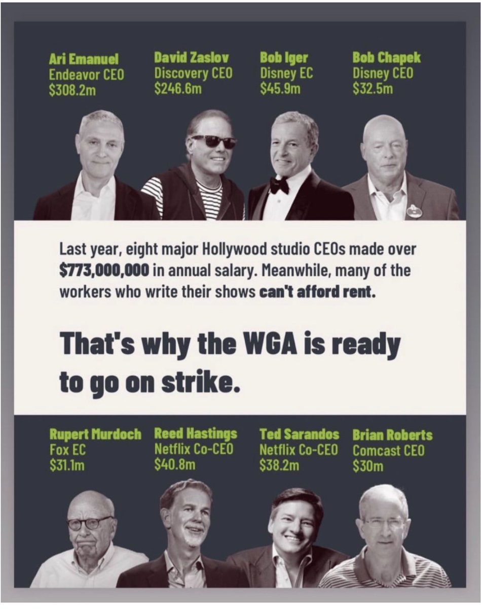 All of us at @sagaftra stand with @WGAWest and @WGAEast. Because this is fucking ridiculous.