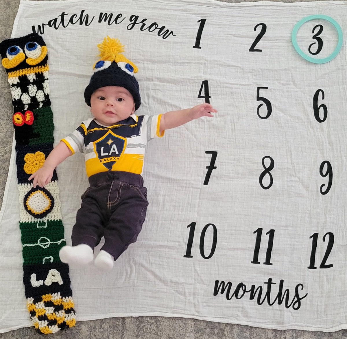 Happy 3 months baby boy. I hope by the time you are old enough, this team has it figured out! #LAGalaxy    <a href="/CozmoLAGalaxy/">Cozmo LA Galaxy</a> @beaniesbybae