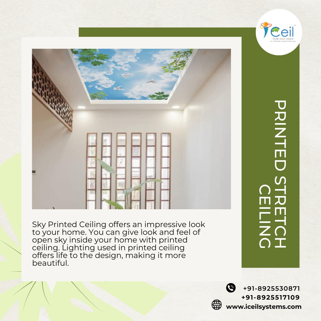 iceilsys's tweet image. Sky Printed Ceiling offers an impressive look to your home. You can give look and feel of open sky inside your home with printed ceiling. Lighting used in printed ceiling offers life to the design,making it more beautiful - iceilsystems.com #stretchceiling #printedceiling