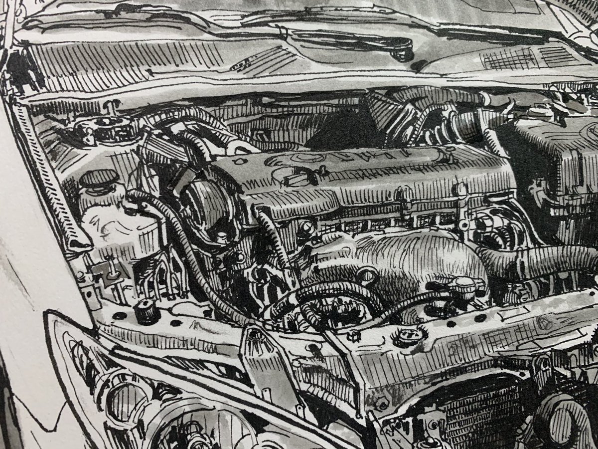 Three years ago I was losing my mind in quarantine and sketched the engine compartment of my ‘06 Camry.