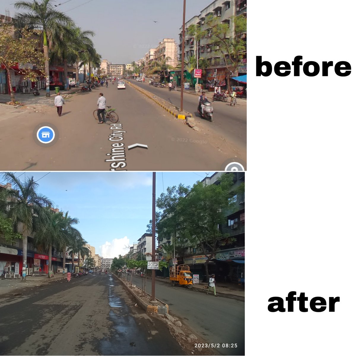 Vinayak hospital divider Before and After picture. Now this area is more greener than before. Thank you our Proud volunteer for Plantation and <a href="/Anurag_asingh/">Anurag singh</a>  ji and Kashinath more ji for regular watering and Maintainance <a href="/ParveenKaswan/">Parveen Kaswan, IFS</a> <a href="/navimumbaicv/">Navi Mumbai Citizen Voice 🇮🇳 नवी मुंबई नागरिक</a> <a href="/SoilAssociation/">Soil Association</a>