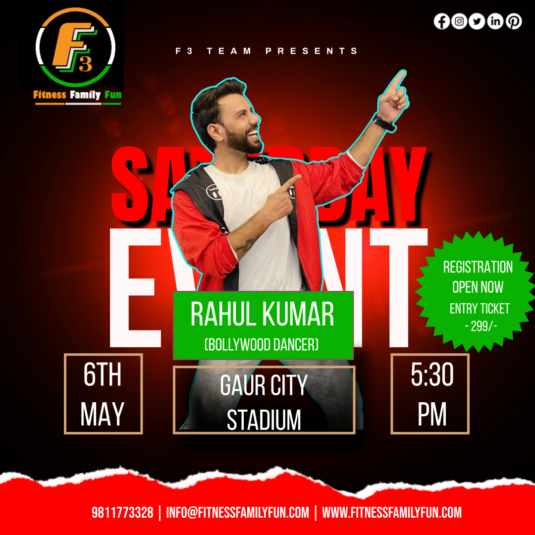 Rahul Kumar (Our Performer) Bollywood Dancer & Choreographer.

Want to see Rahul's live performance?

Book Tickets: - fitnessfamilyfun.com/event/fun-with…

Event date - 6th May 2023
Time - 5:30 PM
Location - Gaur City Stadium

#F3 #FitnessFamilyFun #RahulKumar #BollywoodDancer #Choreographer