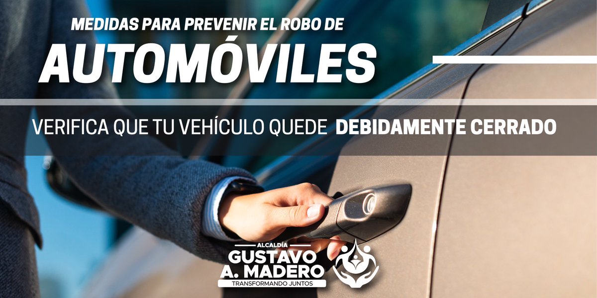 TuAlcaldiaGAM's tweet photo. #PREVENTIPS| 🚨 Al descender de tu vehículo 🚗 verifica que esté totalmente cerrado. 🚫No dejes tus pertenencias a la vista.
👉Descarga las #Apps de seguridad: https://t.co/pAe9TJu0Co https://t.co/HzCq2F2VhO