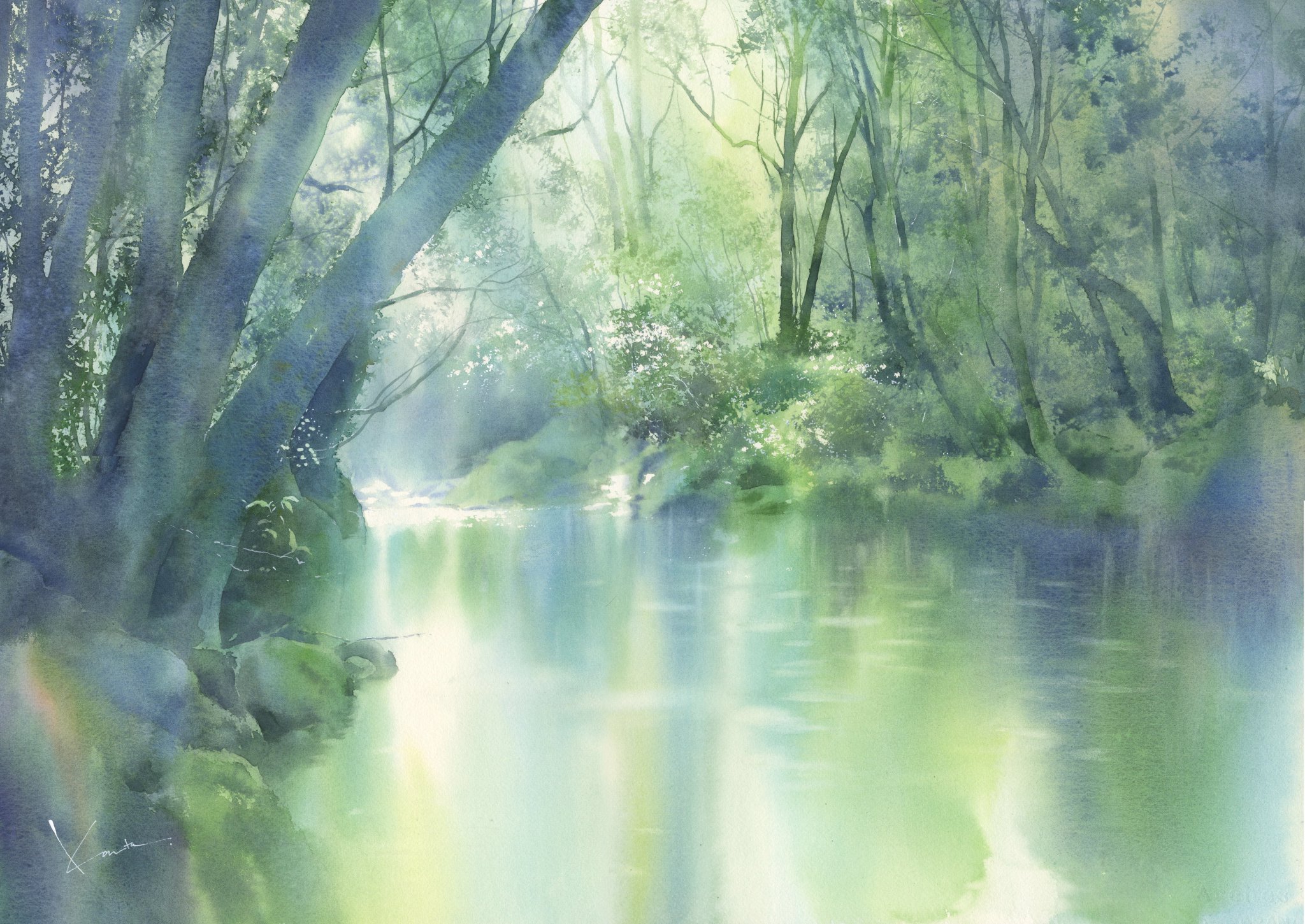 癒しの水彩画1055 sunrise | 公式ストア - 絵画
