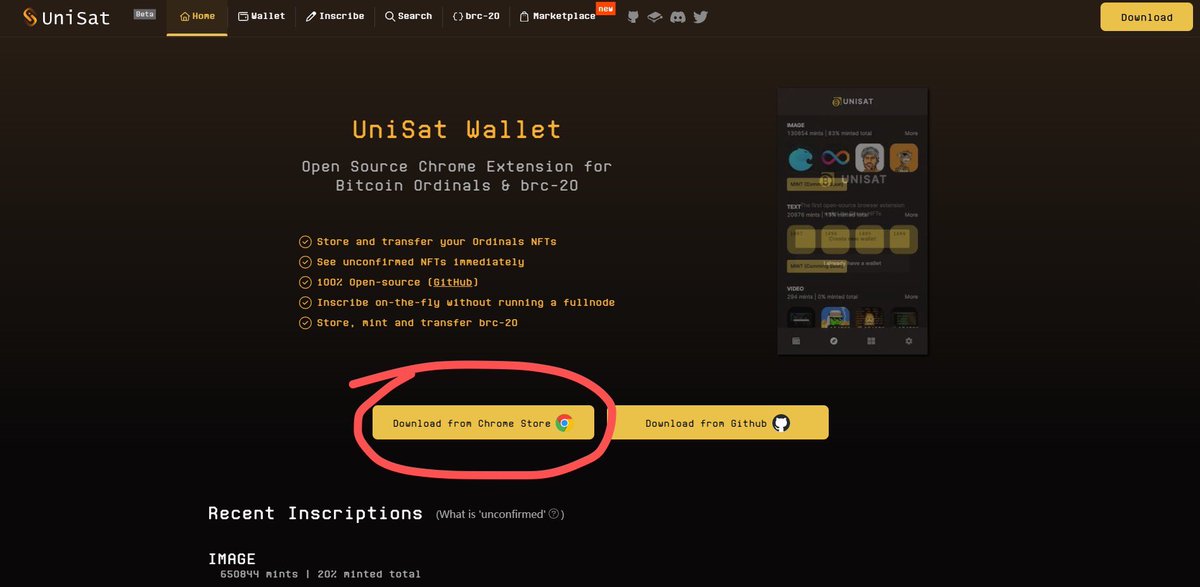 很多朋友想参与 #Brc20
Unisat保姆级购买教学奉上

第1步 用谷歌浏览器进入unisat官网 
点击添加拓展程序