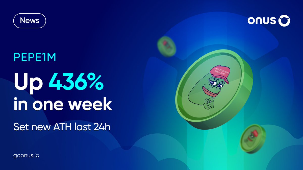 💫 #ONUS Spotlight: $PEPE

<a href="/pepecoineth/">Pepe</a> ($PEPE) has witnessed a growth of 436% after just week and set new #ATH in the last 24h

With this achievement, $PEPE is now leading the Top Trending on the #ONUS application. 

More details in the Invest feature on #PEPE. 

#Cryptonews
