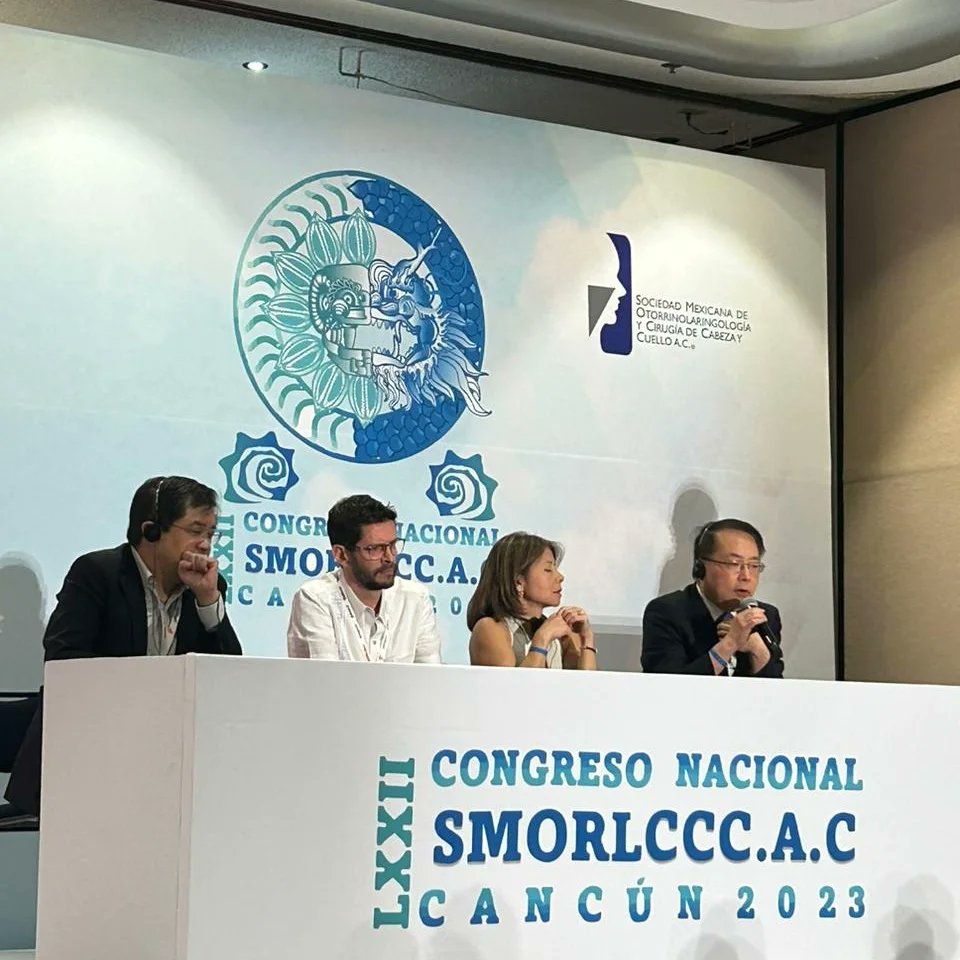 dycho98's tweet photo. It is a great honor to be invited to the Annual Mexico Otolaryngology Society Meeting in Cancun, Mexico. Gave three presentations, including a panel Day 1! What a great host and kind people here!!! #smorlccc @UAB_OTO @smorlccc https://t.co/Rkrf8zNU9B
