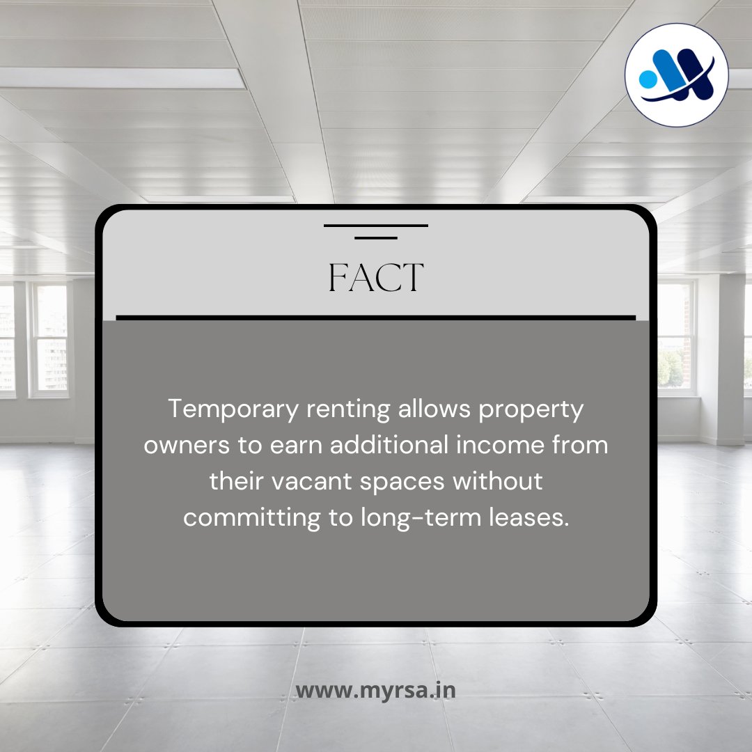 MyrsaTech's tweet image. FACT📣

Temporary renting allows property owners to earn additional income from their vacant spaces without committing to long-term leases.

To know more visit our website 👉myrsa.in

#fact #temporaryrenting #rentingout #rentals #vacantspaces #unusedspace