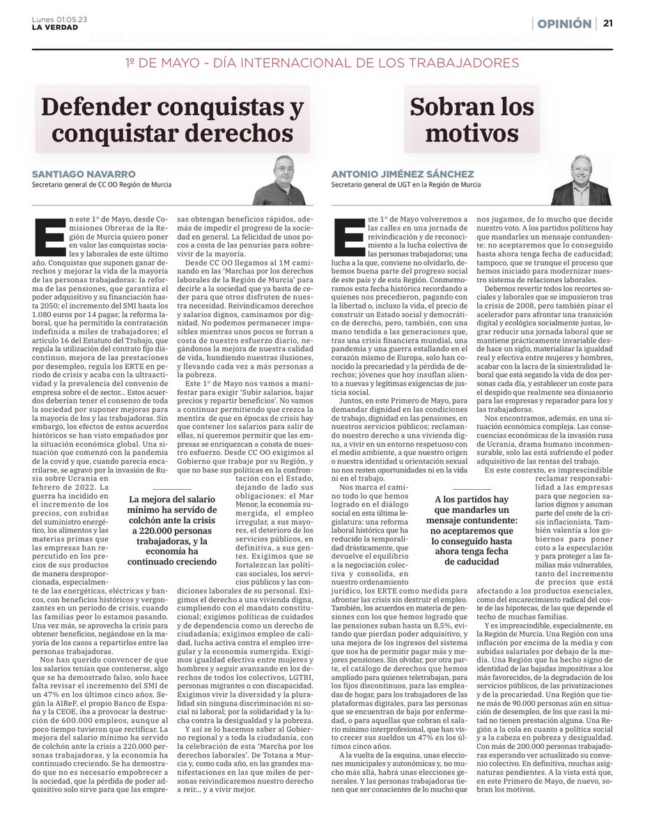#PrimeroDeMayo <a href="/UGTMurcia/">UGT Región de Murcia</a> <a href="/UGT_Comunica/">UGT</a>