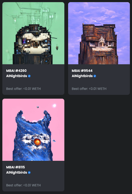 EddNorris's tweet photo. @McLain57 Dang brotha those are some beautiful AI Arts
Here's my squad! 💙🦉 @ainightbirds #AINB #MBAI #NFT https://t.co/3WE7LUj8nE