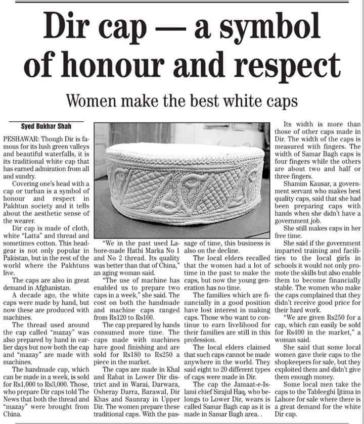 BilalYasirBjr's tweet photo. @rahimshahUSA Dir cap ... a symbol of honour and respect .. 
#DirCaps #ExploreDir #ديروجۍ_ټوپۍ #culture #caps #News #Dir #tradition https://t.co/g1PO3CBRSS