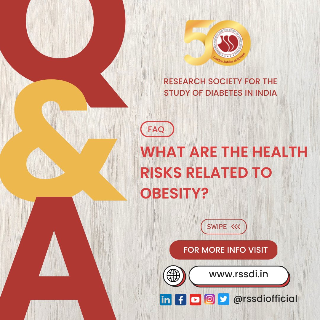 Rssdi_official's tweet photo. Obesity is not just a cosmetic concern, it's a serious health risk. Studies have linked obesity to several health problems, including diabetes, heart disease, stroke, and even certain cancers.

#ObesityAwareness #HealthRisk #HealthyLiving #obesity #obesityfreeindia https://t.co/OkcPTOsUh0