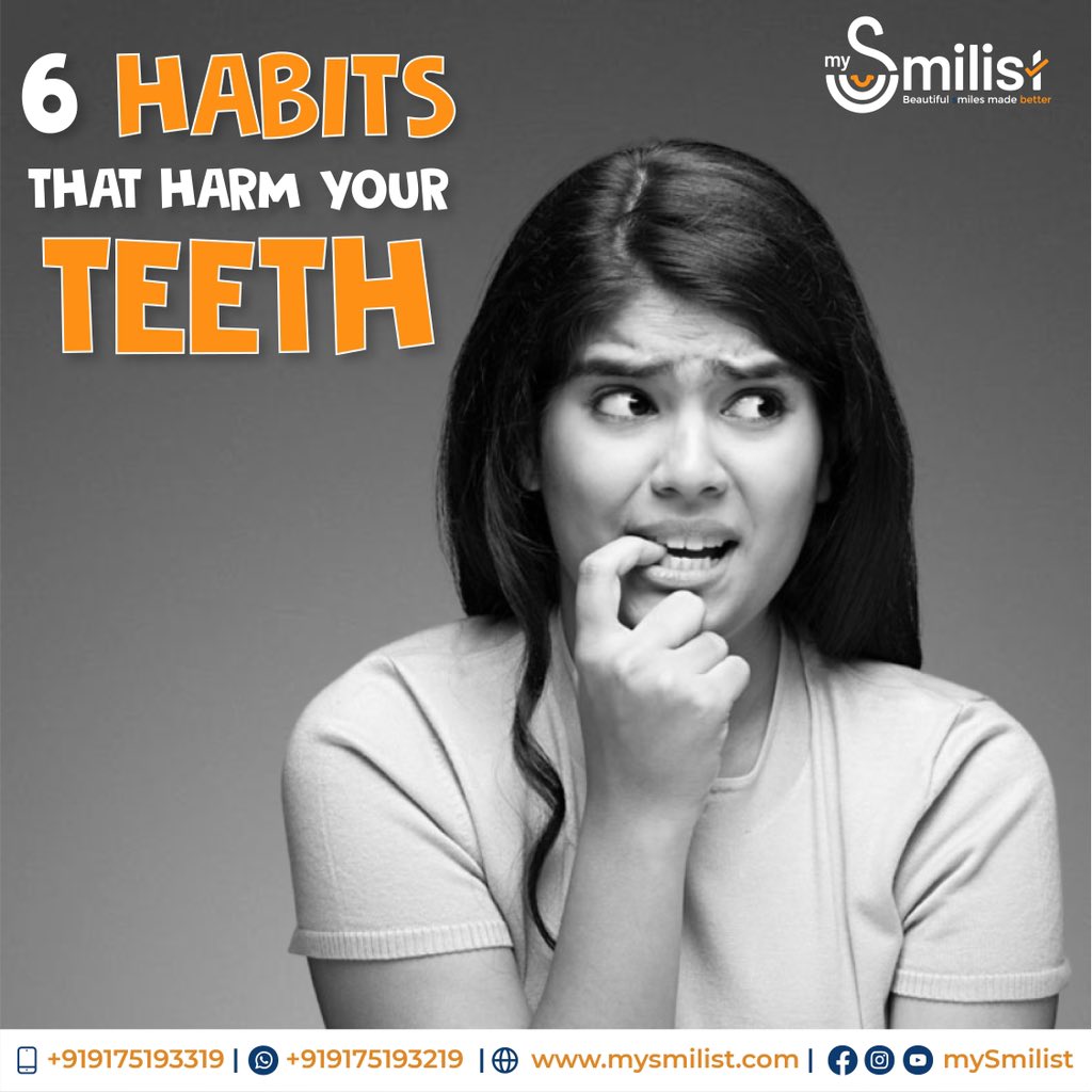 MySmilist's tweet photo. 6 Habits that harm your teeth 🦷 

Swipe to know more ✅

👩🏻‍💻 : https://t.co/mRoQVfU8lJ

#selfconfidence #selflove #happyday 
#smile #smilealot #smilemore #smilealways #smilemakeover #smileday #aligners #delhialigners #alignersspecialist #mumbaialigners #smilemaker  #instagood https://t.co/NHTNQUOTPQ