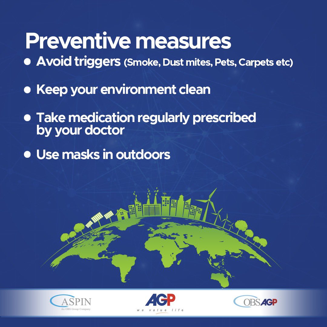 Asthma is a chronic disease that can't be cured, but it can be managed with proper treatment. Let's spread the word on World Asthma Day and encourage people to seek help. 
2/2

#WorldAsthmaDay #Asthma #AsthmaSymptoms #AsthmaPrevention #AGPLimited #Aspin #OBSAGP #HealthMatter