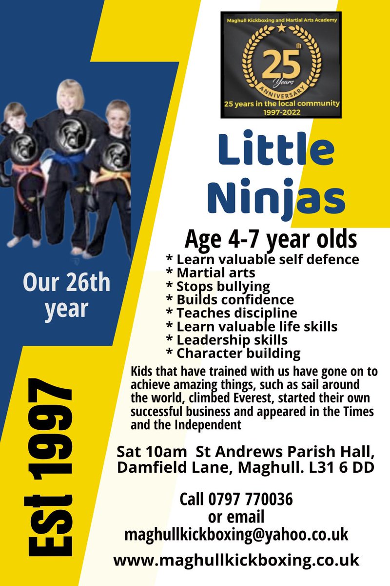 MaghullKickbox's tweet photo. Classes for all ages - Established in 1997. Email maghullkickboxing@yahoo.co.uk or Tel 07979 770036 for more information https://t.co/U11Ce7XCOQ