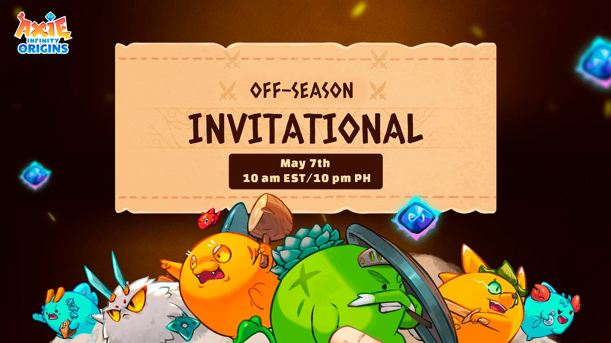 ⚔️ Introducing: Origins Off-Season Invitational 🏹 ♾️ 125 AXS prize pool 🤝 Co-presented by @QU3ST_io and @METAT8esports, Ronin validators 🗓️ May 7, 10 AM EST Which Lunacians should we invite? Let us know 👇