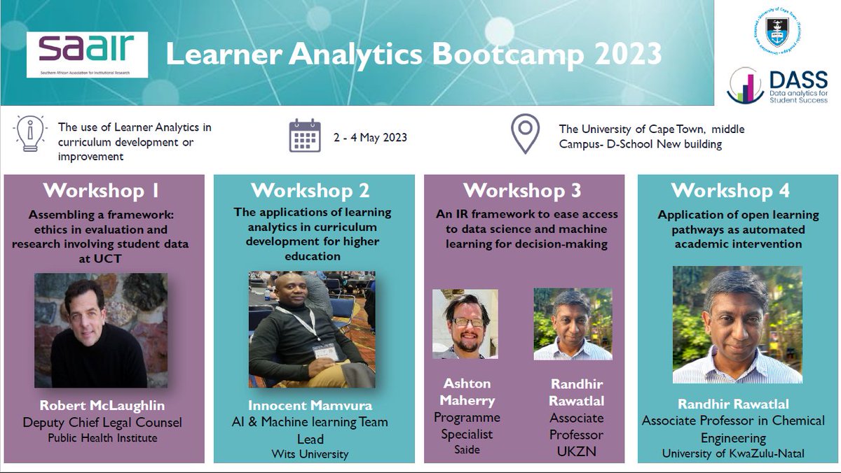 We are getting ready to kick off the Learner Analytics Bootcamp this morning! It is going to be a hectic but insightful week😀 #LearnerAnalytics #DataAnalytics #HigherEducation #InstitutionalResearch <a href="/UCT_news/">UCT</a>