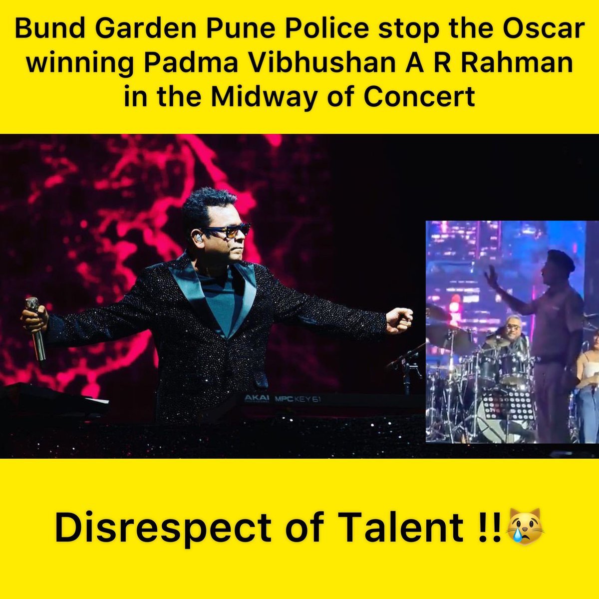 Vershasingh26's tweet photo. If talents and stalwarts like AR Rahman are treated this way then nothing can be said #DisRespectOfARRahman
 @ARRahman https://t.co/UaCedwpdiW