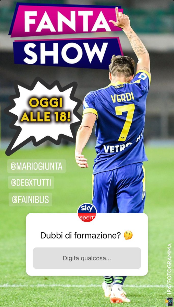 Mario Giunta (@mariogiunta) on Twitter photo π FantaShow
πΊ SkySport24
βοΈ 18,00
π De Grandis, <a href="/fains/">Valerio Spinella</a> 
π§ Iurilli
<a href="/SkySport/">skysport</a> π FantaShow
πΊ SkySport24
βοΈ 18,00
π De Grandis, <a href="/fains/">Valerio Spinella</a> 
π§ Iurilli
<a href="/SkySport/">skysport</a>
