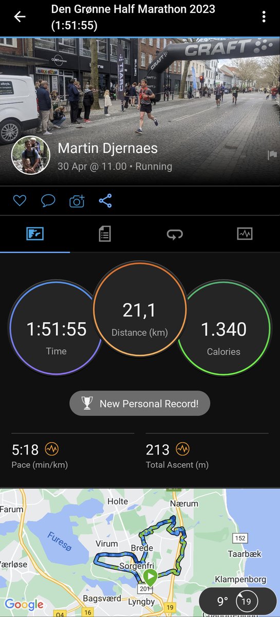 Tak alle samme for inspirationen, ikke mindst Folmer for at forslå Den Grønne halvmaraton. Målet var under 1:52:00, hvilket lykkedes. Det var lidt knap, men det lykkedes :)

<a href="/folfdk/">Folmer Fredslund @folfdk@helvede.net</a> #twrundk