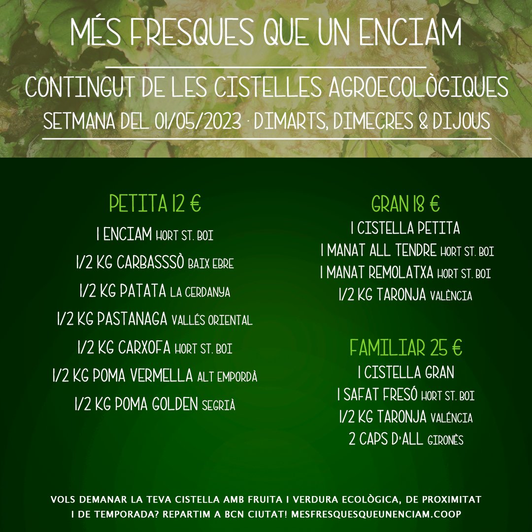 MesFresques's tweet photo. De l'hort a casa teva amb les nostres mans. Fes #territori !
Comandes a la web. https://t.co/HIOzCQFmS3