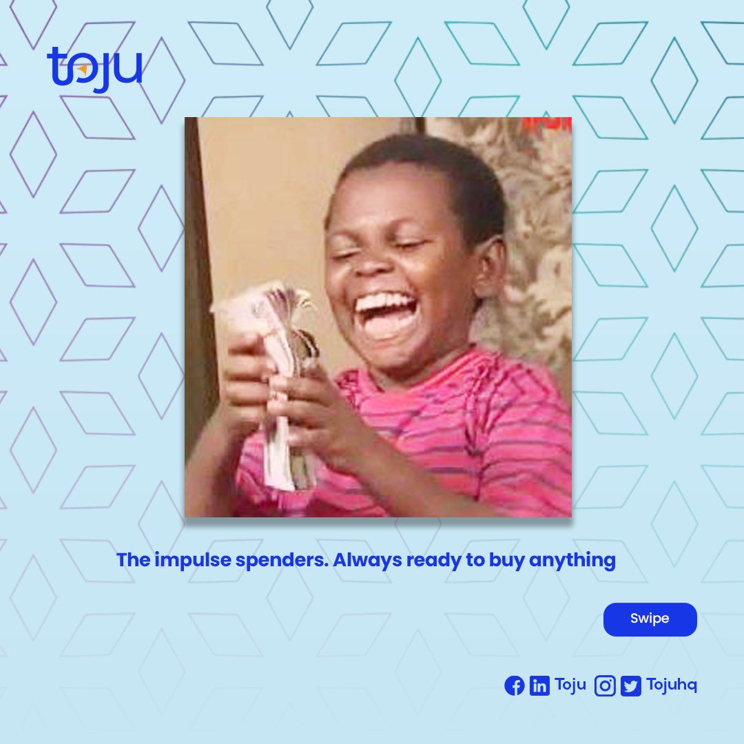 TojuHQ's tweet photo. When payday hits, what type of person are you? Tell us in the comments below 😆

#tojuafrica #moneymanagement #financialgoals #financialfreedom https://t.co/GVIdNleOne