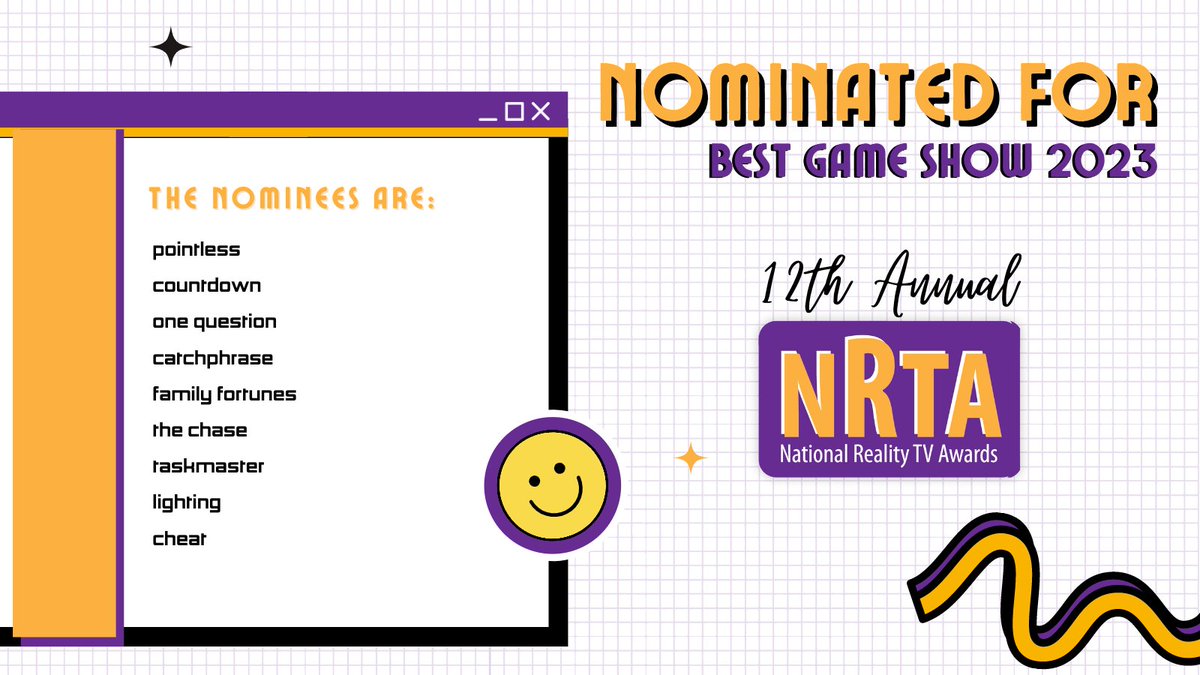 And the nominees for Best Game Show 2023 are... 
 Find out the nominated Game Shows below🥳🤩 

The #NationalRealityTVAwards comes back this year in July for what will be an exciting 12th Edition🔥🔥 

Cast your vote now at LINK IN BIO
#NRTA2023 #nominees #realitytv #realityshow