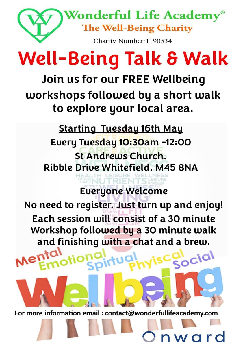 Our latest well-being ‘Talk &amp; Walk’ group coming to Whitefield this month! Thanks to Onward housing community fund.