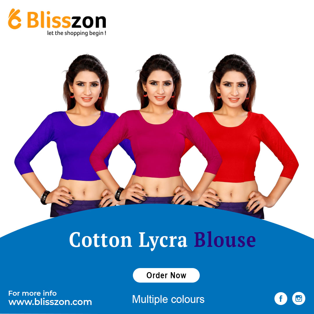 Generic Women's Stretchable Readymade Blouse Cotton Lycra (Size-Free Size ,Neck Type-Round)
✔Color: Royal Blue, Rani , Red Etc
✔Neck Type: Round
✔Material: Cotton Lycra,
✔Sleeve Type: 3 and 4 Sleeve
✔Size: Free Size ,
✔Type: Stretched
#blousestyle #blisszon #womensfashion