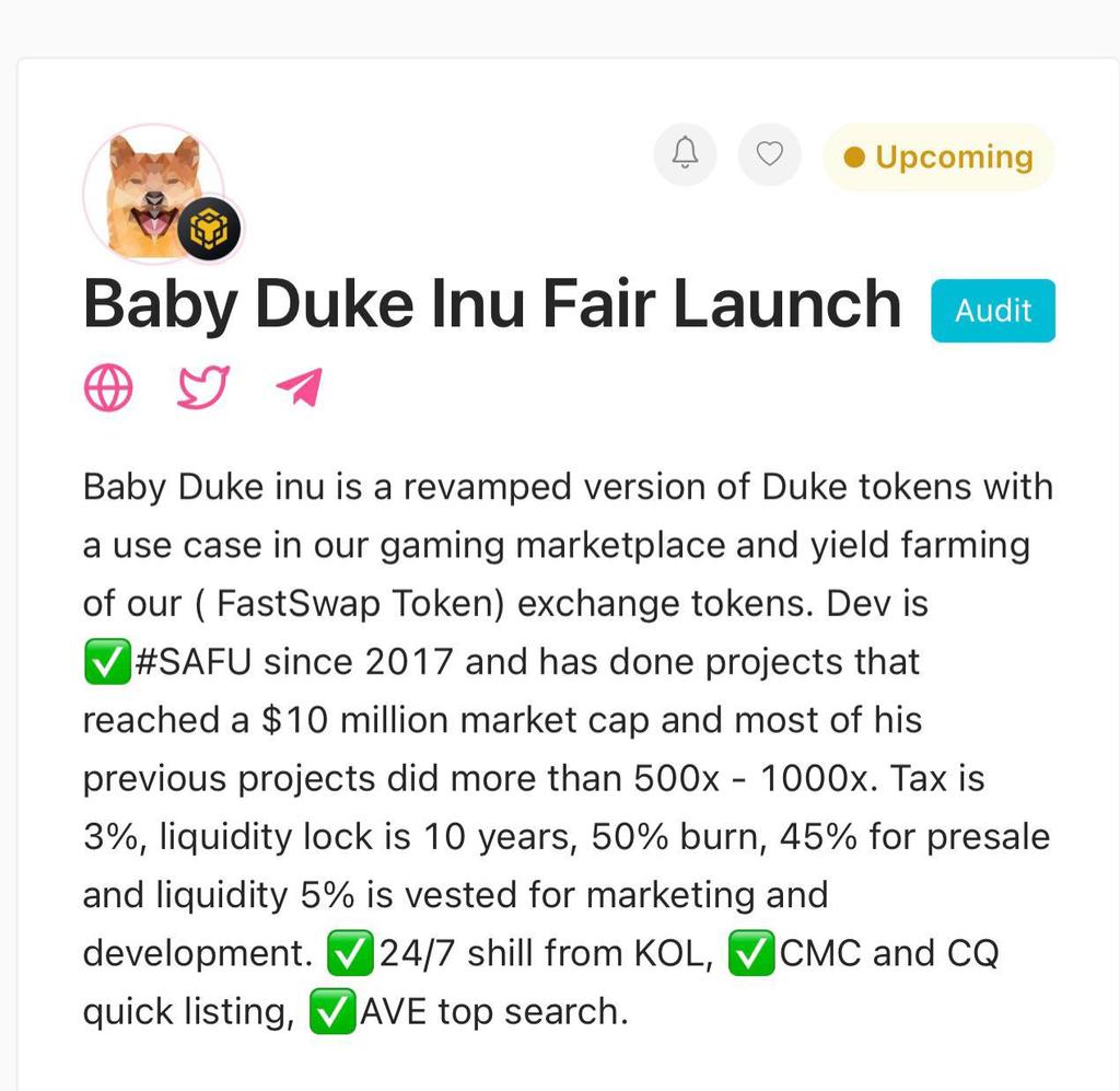 ArtisticAlphaPH's tweet photo. @WH4LE5 The most secured and newest trend gem for now is @babydukeinu. https://t.co/3nXs9mjYkN