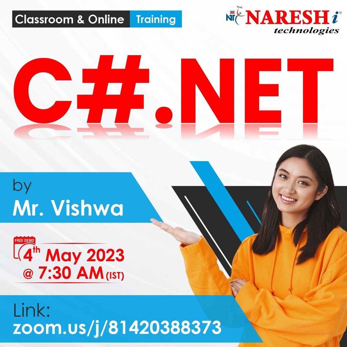 NItTejaswini's tweet image. ✍️Enroll Now: bit.ly/3Hhe8R6
👉Attend a Free Demo On C sharp Dot Net by Mr. Vishwa.
📅Demo on: 4th May @ 07:30 AM (IST)
For More Details:
🌐Visit: nareshit.com/new-batches-hy…
#Csharpdotnet #dotnet #webservices #learning #onlinetraining #education #software