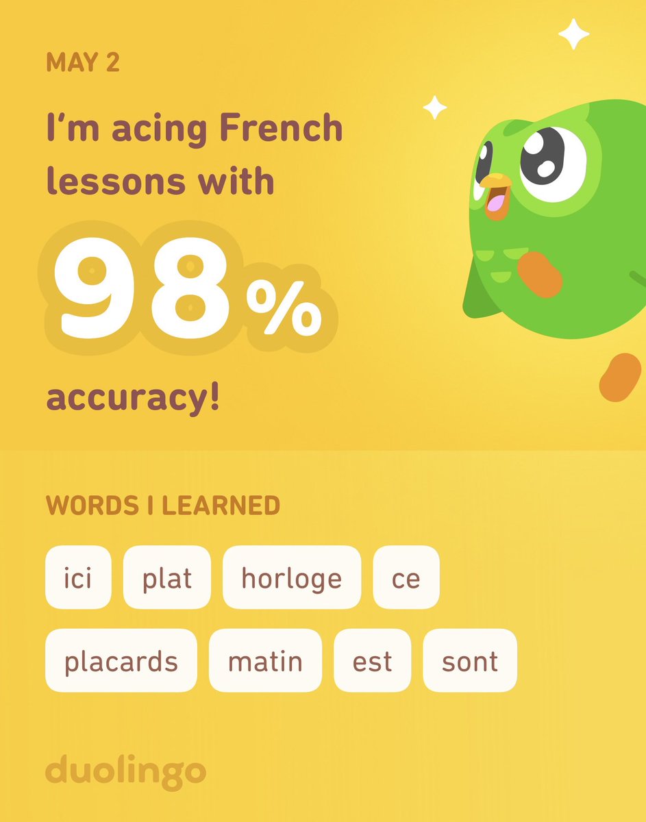 kayintel's tweet photo. I’m learning French on Duolingo! It’s free, fun, and effective. https://t.co/6CmEmNEkKB