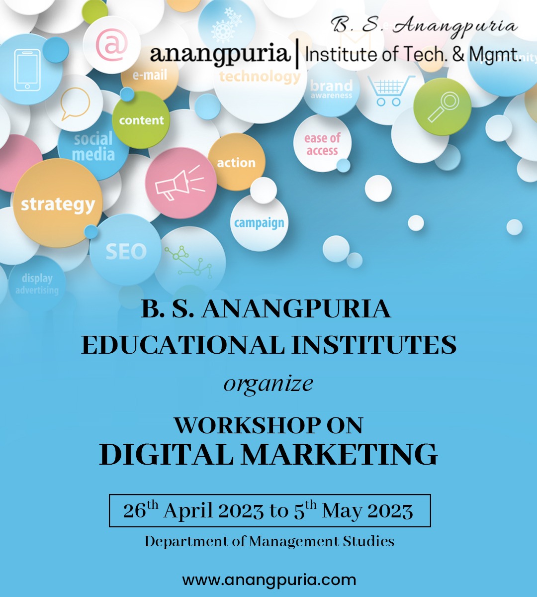 anangpurias's tweet photo. #DigitalMarketing #Certification #Workshop at #BSAITM
The #DepartmentofManagementStudies at the #BSAnangpuriaInstituteofTechnologyandManagement recently organized a Certification Workshop on Digital Marketing for its #MBA and #BBA #students from 26th April to 5th May 2023. https://t.co/P54aYFS0M2