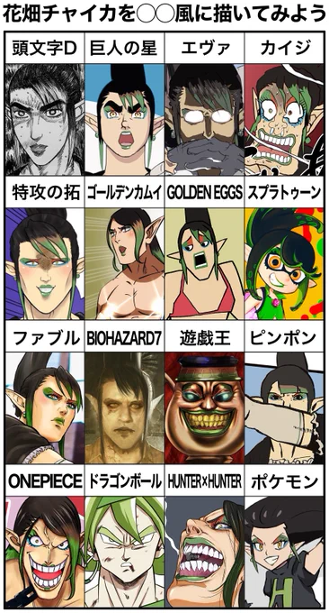 花畑チャイカを〇〇風に描いてみよう #お花畑青空大写生大会
