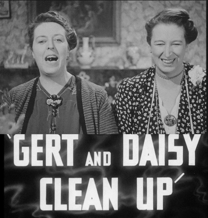 TalkingPicsTV's tweet photo. Wartime comedy at 7:50am as GERT AND DAISY CLEAN UP (1942) #DorisWaters #ElsieWaters in the second of their three 40s film hits #TPTVsubtitles https://t.co/r0pNfvcyhs