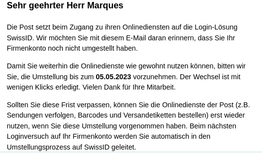 vecirex's tweet photo. Noch einmal markiert die @postschweiz, dass die Zeit des #PostLogin|s - verifiziert mit #PostIdent - vorbei ist und jetzt der Siegeszug der #SwissID auch für Firmen vonstatten geht: ich gehe halt wieder zum Postschalter und verbuche das jeweils als Spaziergang (also: Sport).