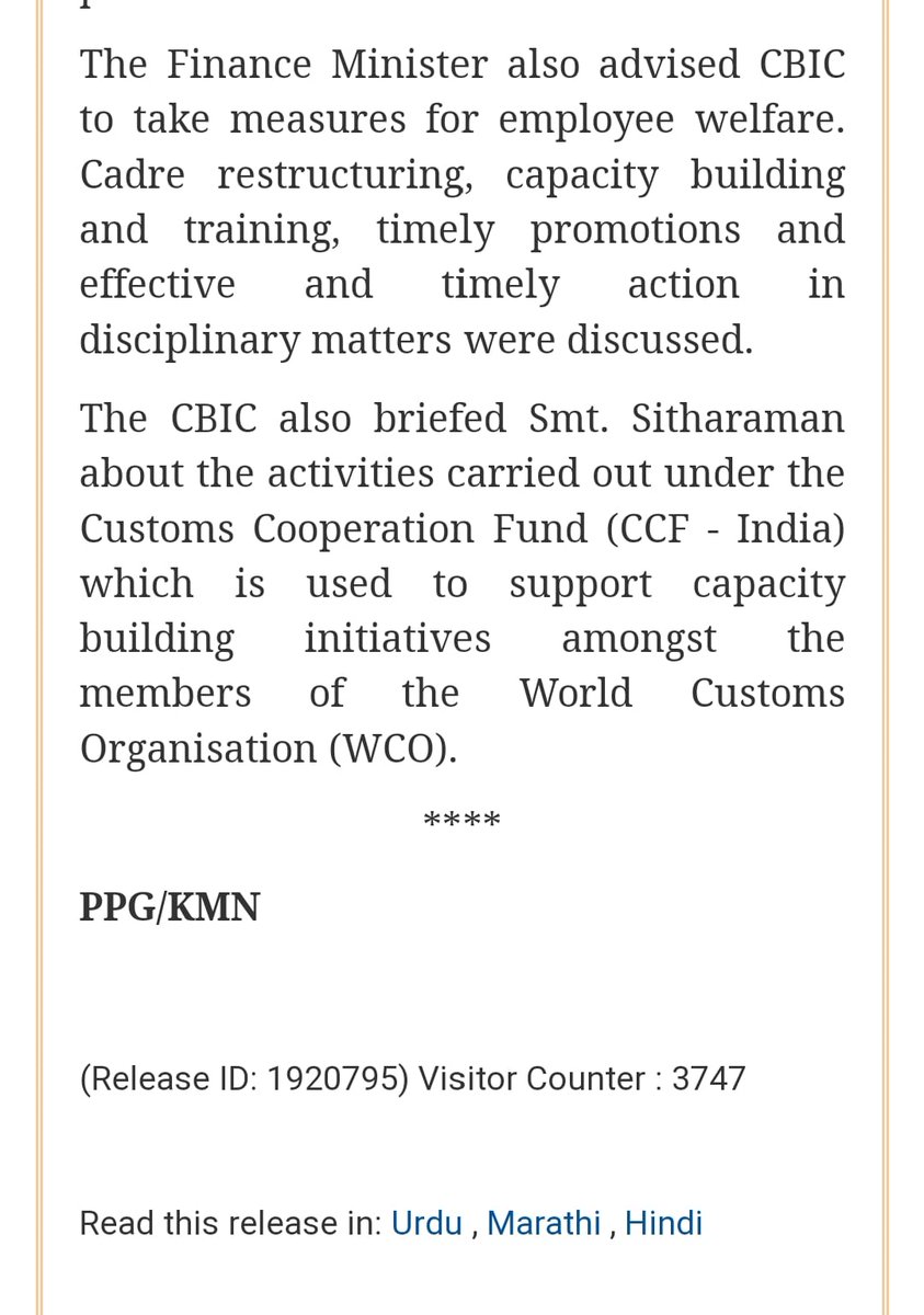 AICESTMOA_CBIC's tweet image. It is very encouraging for us Hon&apos;ble FM madam @nsitharaman that your goodself his directing the authorities for timely promotions.

We hope #SrJrClause will be approved very soon as the same will fill up vacancies and help the #MissionMode.

@cbic_india @mppchaudhary