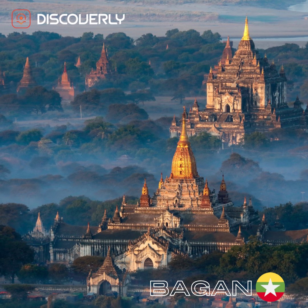 Discoverly's top 13 hidden gems: 7️⃣ Bagan, Myanmar. Explore the ancient city of Bagan, home to thousands of temples and pagodas dating back to the 9th century. It's a photographer's paradise! #Discoverly #Bagan #Myanmar #Travel #temple #AsianHeritage #travelphotography #traveler