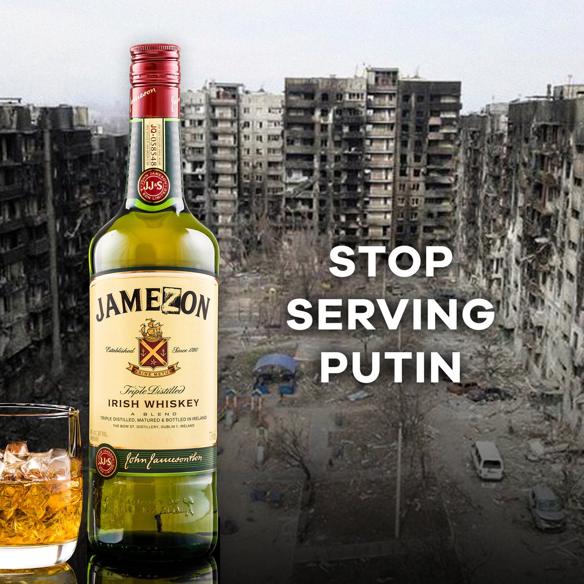 Ukrajinský velvyslanec v Irsku <a href="/GeraskoLarysa/">Larysa Gerasko</a> vyzval veřejnost k bojkotu whisky Jameson. Značka patří francouzské společnosti <a href="/Pernod_Ricard/">Pernod Ricard</a>, která před pár dny oznámila, že obnovuje prodej svých výrobku v russácku.