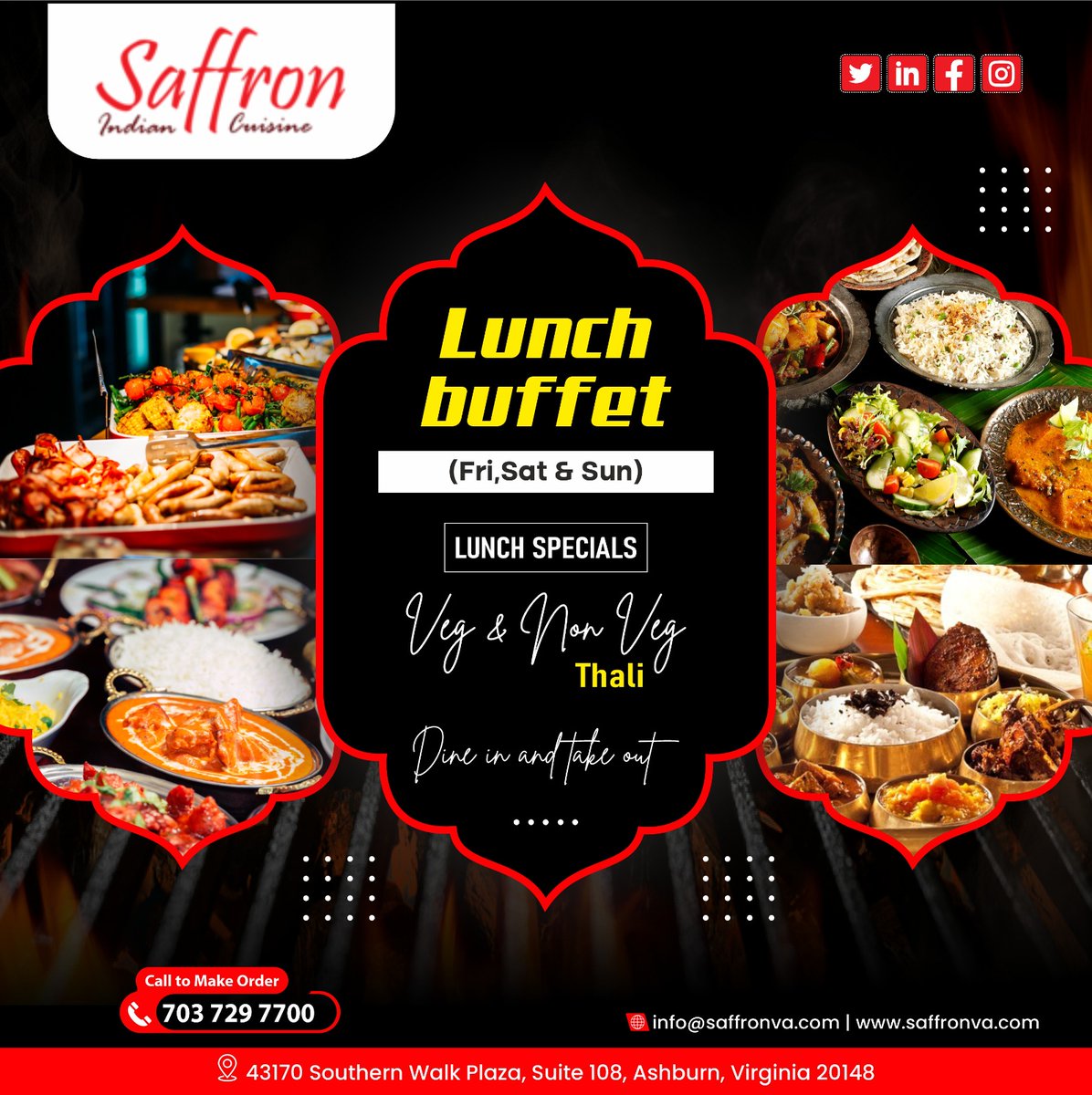 saffronindianc1's tweet image. Order 𝐋𝐮𝐧𝐜𝐡❤️𝐁𝐮𝐟𝐟𝐞𝐭 Now 
Place your order online at - 🌐 saffronva.com

#lunchbuffet  #buffetstyle #takeout #dining #bestbuffetsinashburn  #buffetsordernow #bestindianrestaurantinashburn #ashurnfoodie #ashburnfood #ashburnblogger #restaurantsinashburnvirginia