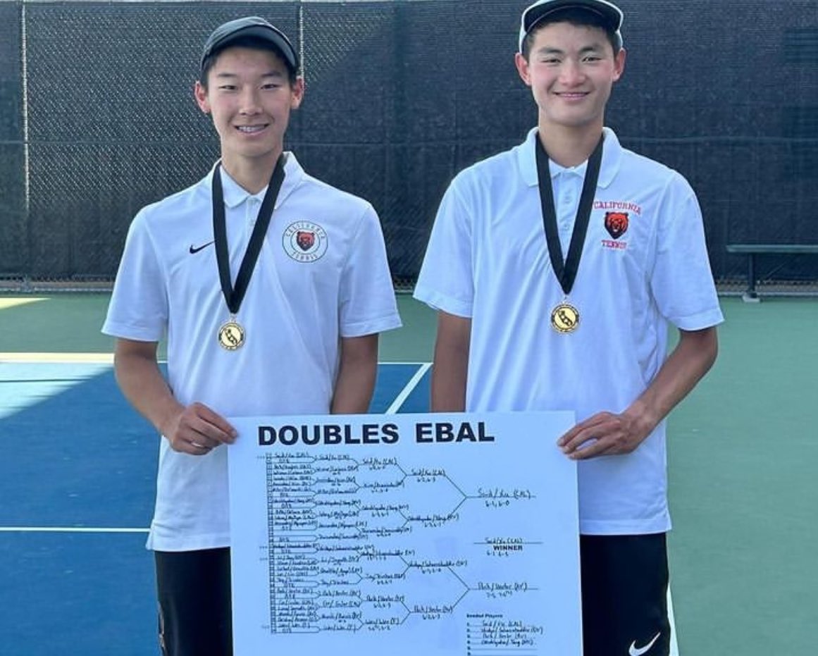 The Californian (@_thecalifornian) on Twitter photo Cal High juniors Elbert Said and Jerry Xu won the EBAL Doubles Championship 6-1, 6-3 last Friday. The two-day EBAL Tournament, which featured singles and doubles competition, was hosted at the Livermore Valley Tennis Club. <a href="/_CAL_Athletics/">Cal High Grizzly Athletics</a> <a href="/calhighinfo/">California H.S.</a> Cal High juniors Elbert Said and Jerry Xu won the EBAL Doubles Championship 6-1, 6-3 last Friday. The two-day EBAL Tournament, which featured singles and doubles competition, was hosted at the Livermore Valley Tennis Club. <a href="/_CAL_Athletics/">Cal High Grizzly Athletics</a> <a href="/calhighinfo/">California H.S.</a>