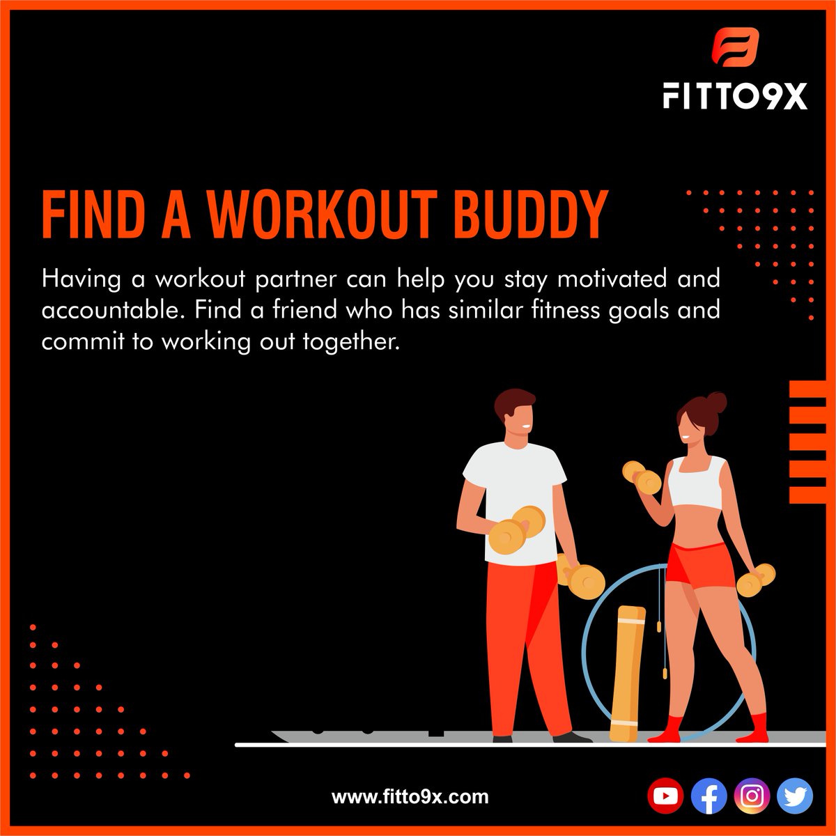 FITTO9X's tweet photo. "Fitness is more fun with a friend - find your perfect workout buddy today!"

#gymbuddy #gym #fitness #gymmotivation #gymlife #workout #fitnessmotivation #fit #fitfam #motivation #bodybuilding #gymtime #gymbuddies #gympartner #gymfriends https://t.co/a48rozEpa8