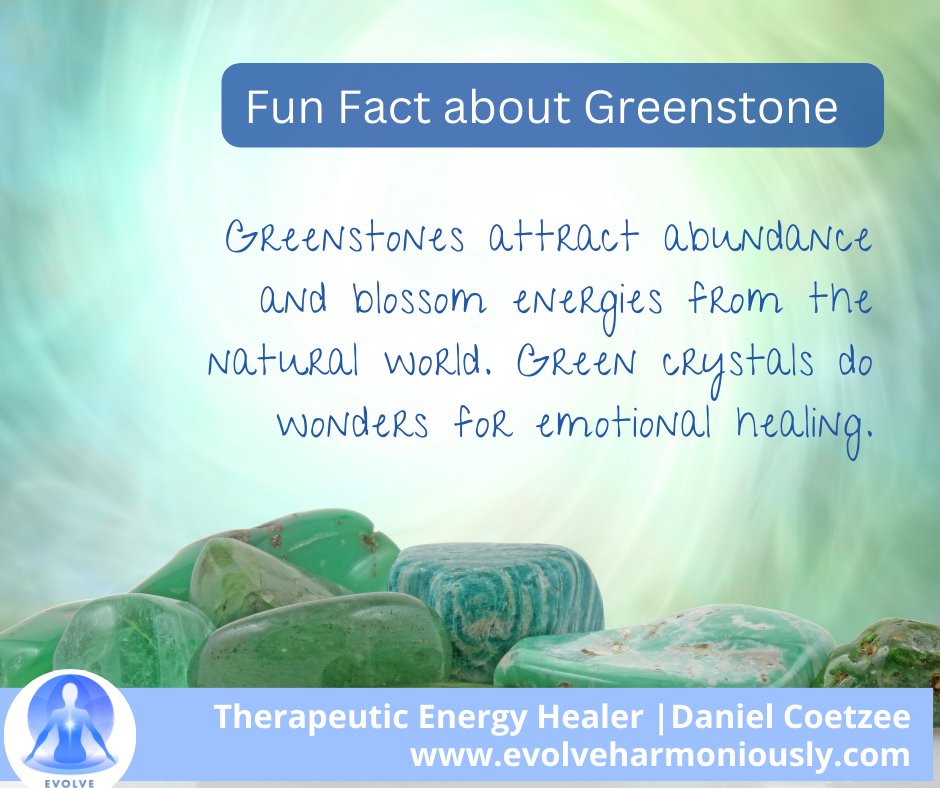 DanielCoetzee_'s tweet image. #FunFactTuesday
Did you know that Greenstones attract abundance and blossom energies from the natural world? 

Green crystals do wonders for emotional healing.

evolveharmoniously.com
#holistic #holistichealing #selflove #selftalk #danielcoetzee #reiki #evolveharmoniously