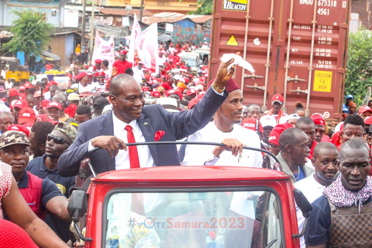 yakisawyerr's tweet photo. Congratulations to Dr Samura Kamara @Samurakamara2023 &amp; Running Mate Hon Cherno Maju Bah @HonChernor on yesterday’s nomination! Pleased to join them as Freetonians celebrated this important milestone! #Ready2Lead #FixingTheEconomy #WanNation #5MoreToDoMore #TransformFreetown https://t.co/U5JYQtOiMX