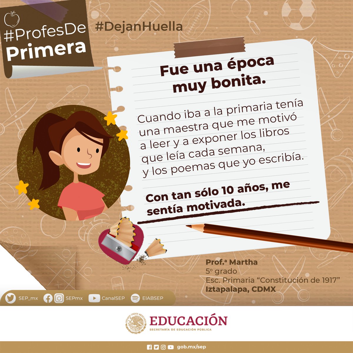 SEP_mx's tweet photo. 👩‍🏫🧑‍🏫📚Los #ProfesDePrimera nos impulsan a vencer nuestros miedos

#DejanHuella https://t.co/9hY6WNfRSL