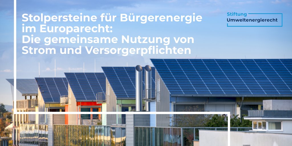 Stiftung Umweltenergierecht (@stiftung_uer) on Twitter photo Frischer Wind im Europarecht für #Bürgerenergie. Aber enthält es auch Fallstricke? In der EnWZ gehen wir dem nach. Wir analysieren, ob für die gemeinsame Nutzung von #Strom die Versorgerpflichten zu beachten sind.
Mehr in unserem #Blog! #energysharing
➡️ stiftung-umweltenergierecht.de/blog/stolperst… Frischer Wind im Europarecht für #Bürgerenergie. Aber enthält es auch Fallstricke? In der EnWZ gehen wir dem nach. Wir analysieren, ob für die gemeinsame Nutzung von #Strom die Versorgerpflichten zu beachten sind.
Mehr in unserem #Blog! #energysharing
➡️ stiftung-umweltenergierecht.de/blog/stolperst…